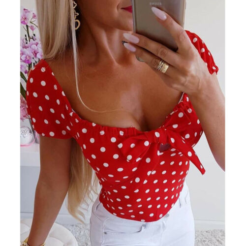 O-Neck Polka Dot Blouse