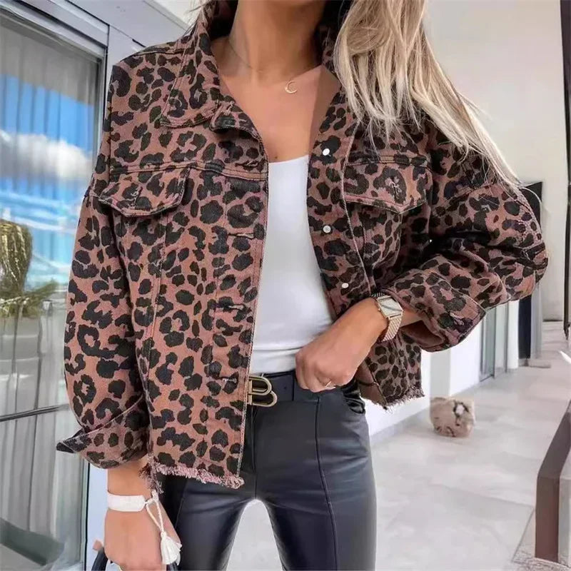 Leopard Denim Jacket