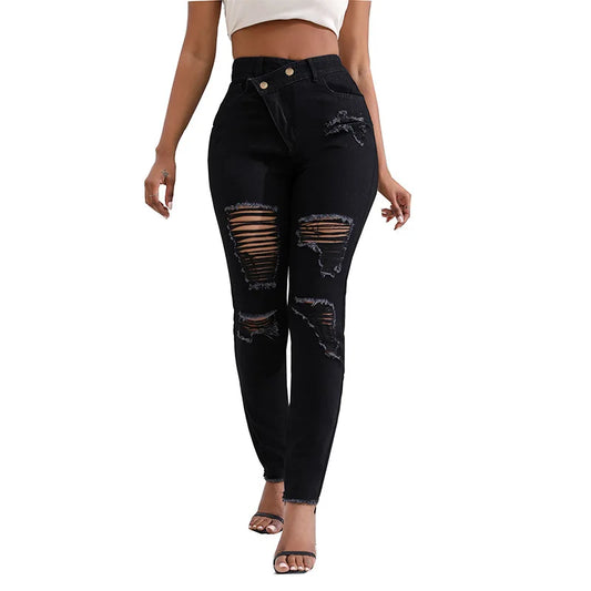 Diagonal Button Jeans
