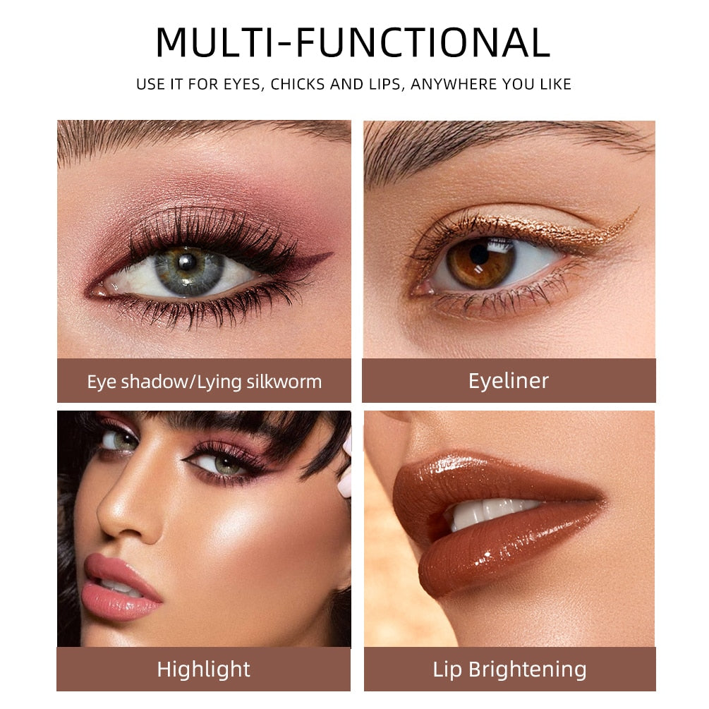 QIBEST Pearlescent Silkworm Eyeshadow Pencil Lasting Glitter Shiny Pigment Makeup Waterproof Nude Matte Eye Shadow Pen For Women