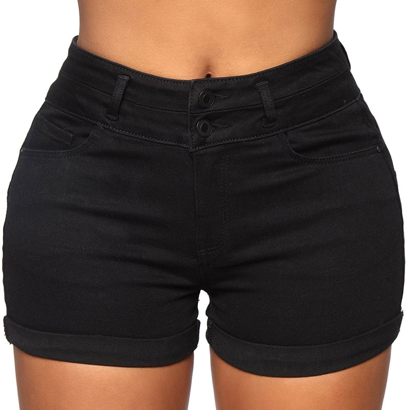 Stretchy High Waist Jean Shorts
