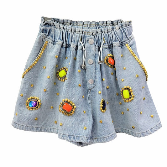 Beaded Denim Shorts