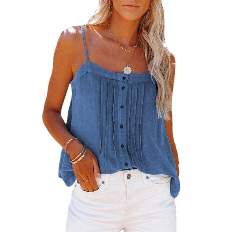 Denim Square Collar Top