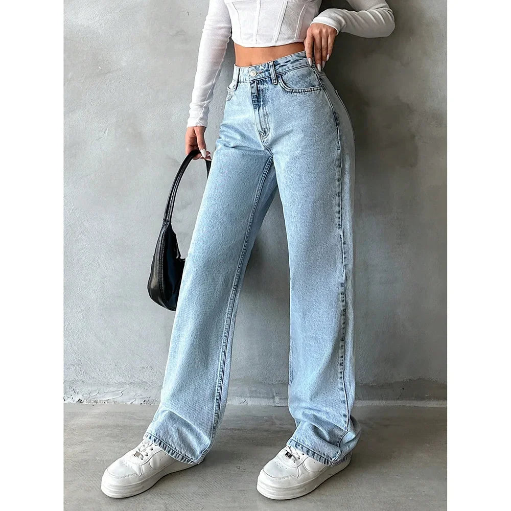 Wide Leg Distressed Jeans