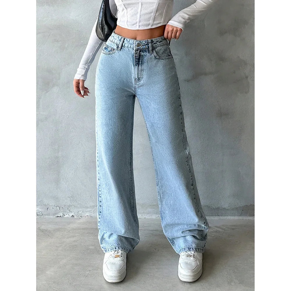 Wide Leg Distressed Jeans