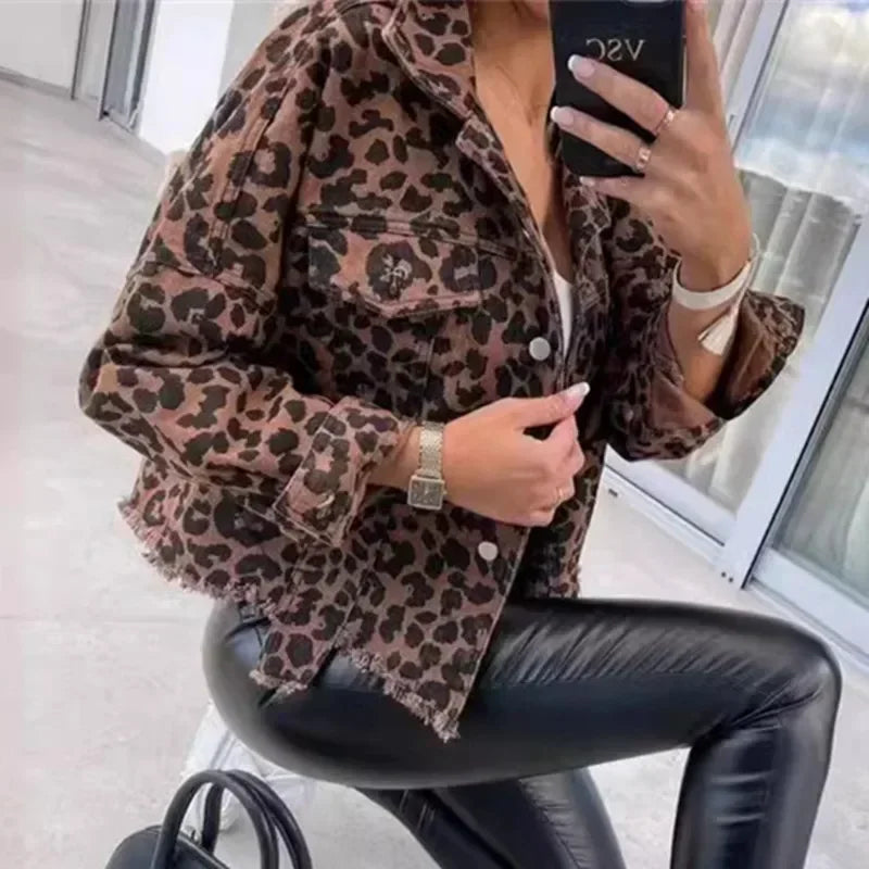 Leopard Denim Jacket