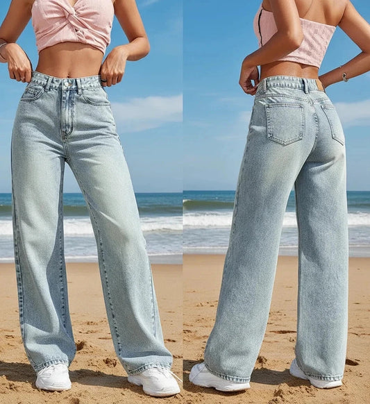 Wide Leg Distressed Jeans