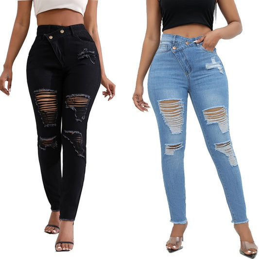 Diagonal Button Jeans