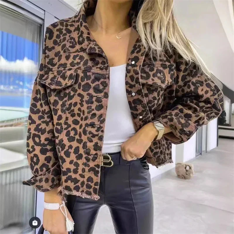 Leopard Denim Jacket
