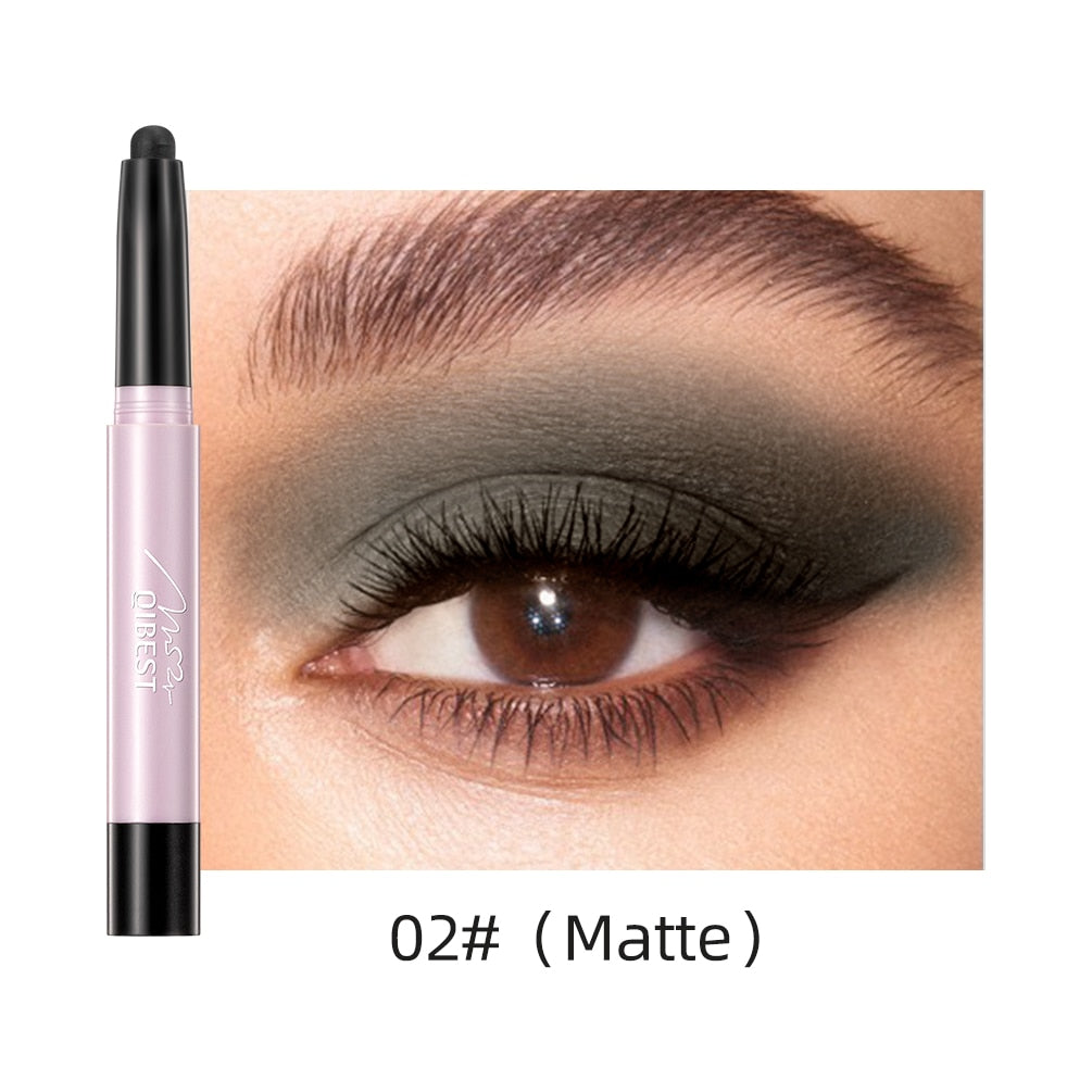 QIBEST Pearlescent Silkworm Eyeshadow Pencil Lasting Glitter Shiny Pigment Makeup Waterproof Nude Matte Eye Shadow Pen For Women