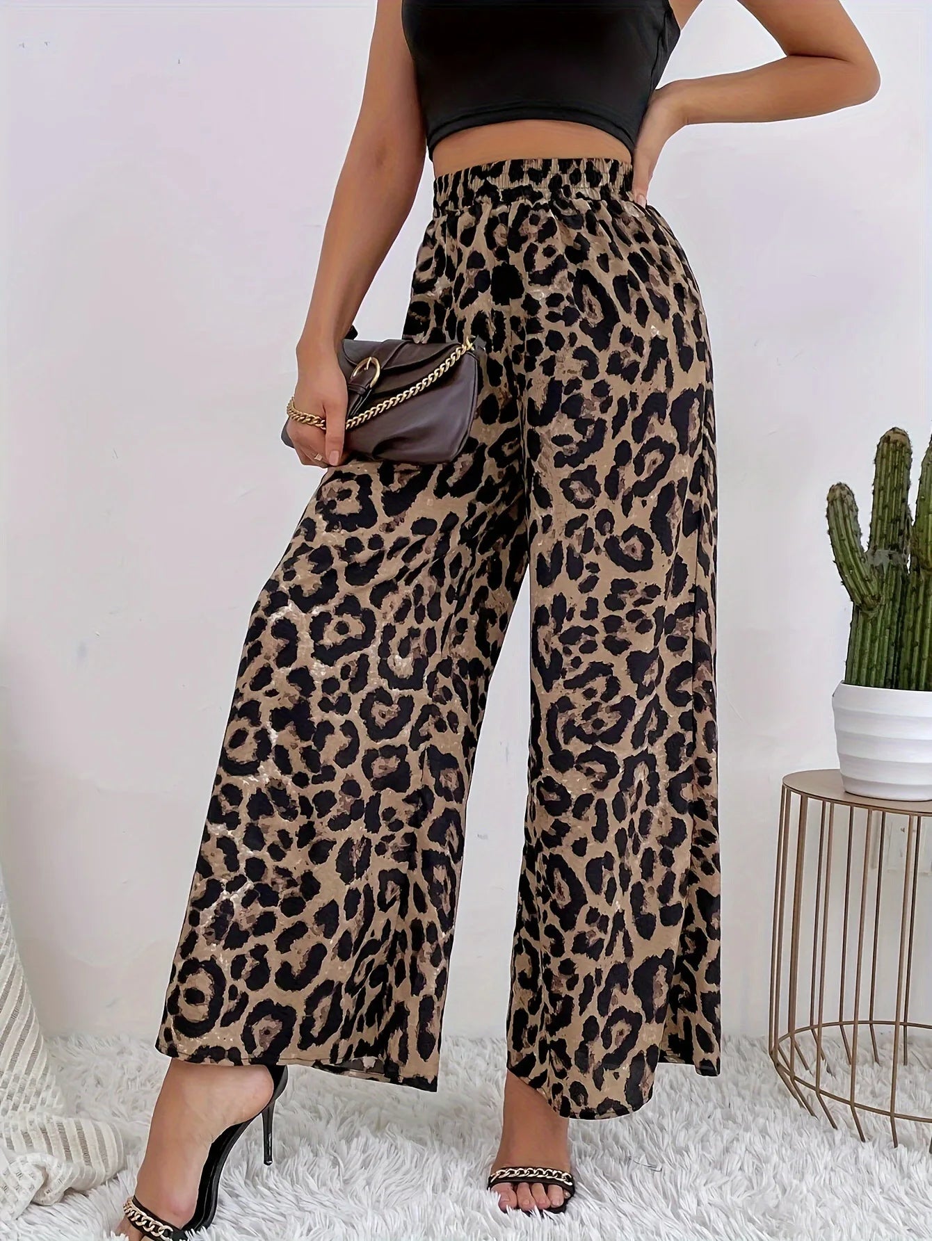 Wide Leg Leopard Pants