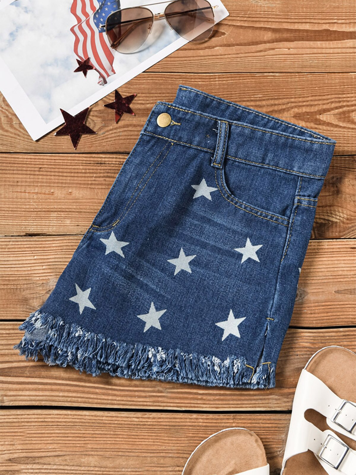 Star Tassel  Denim Shorts