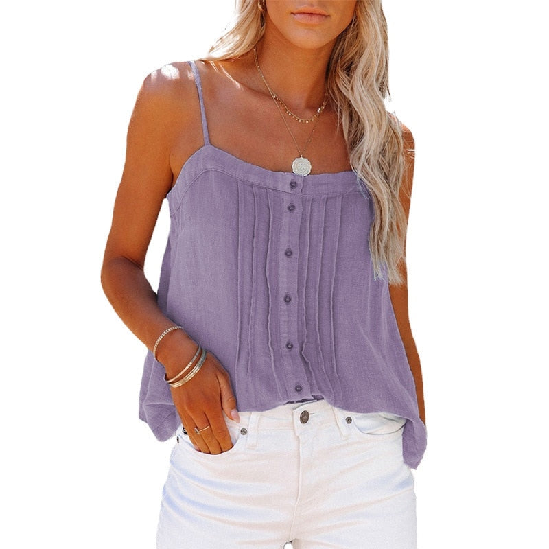 Denim Square Collar Top