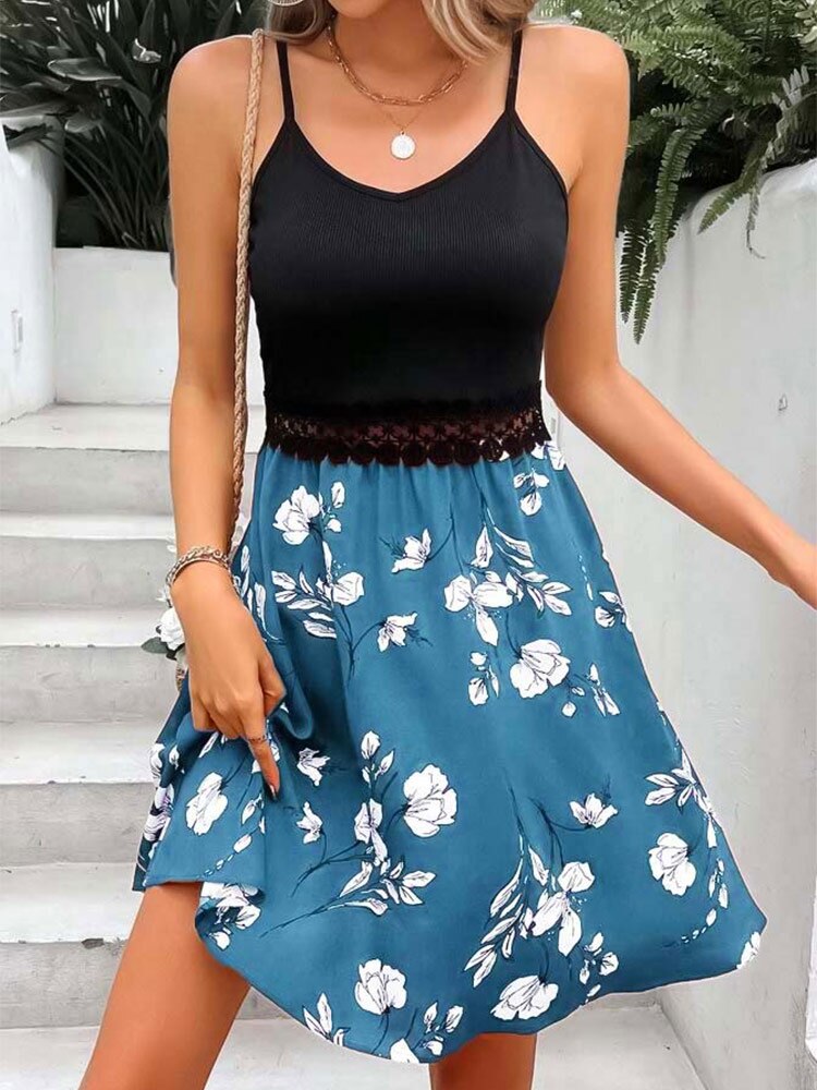 Floral Lace Ruffled Dress