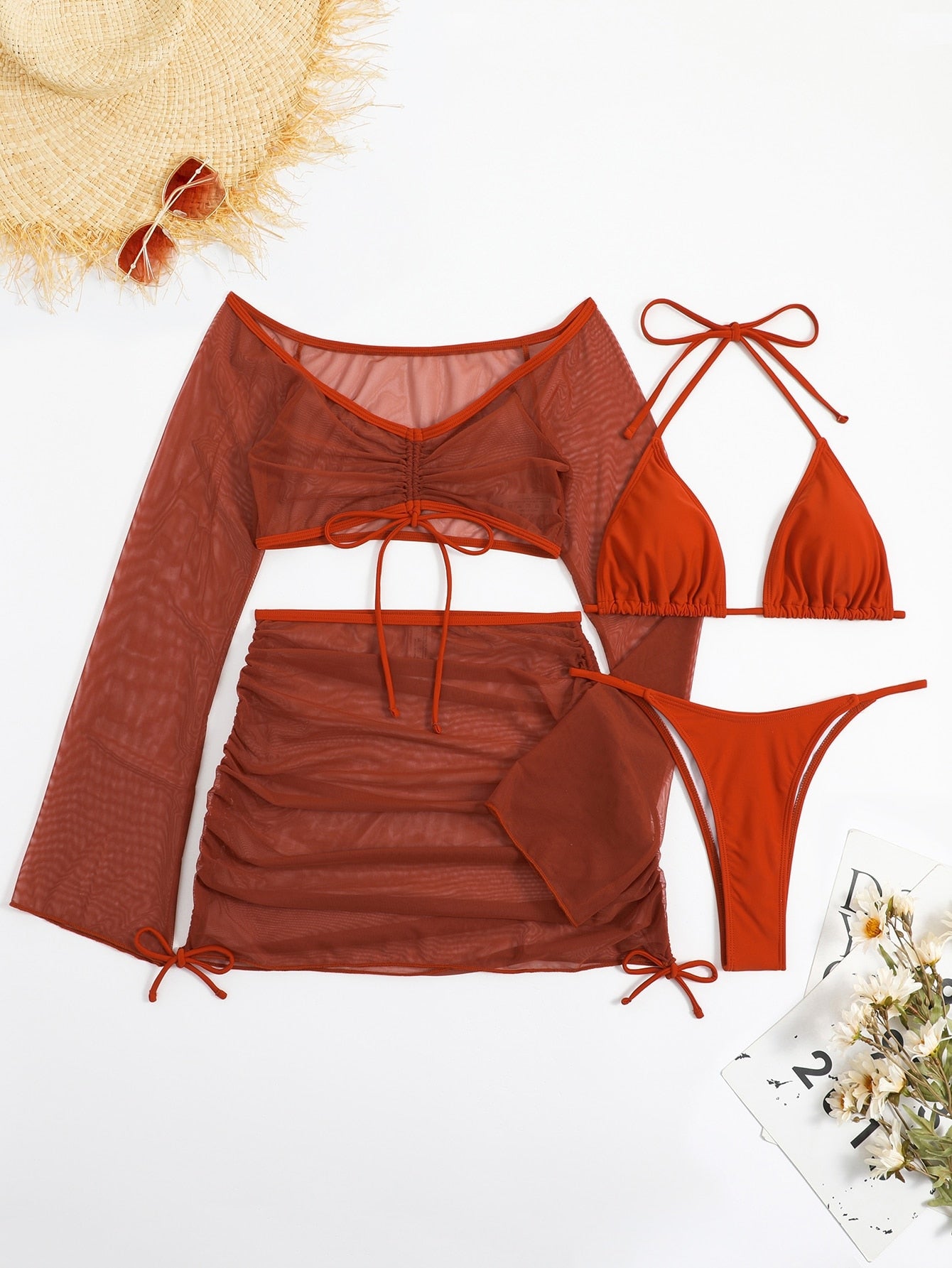 4 Piece Bikini and Cover Up