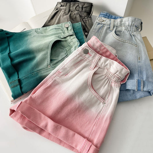 Vintage Gradient Denim Shorts