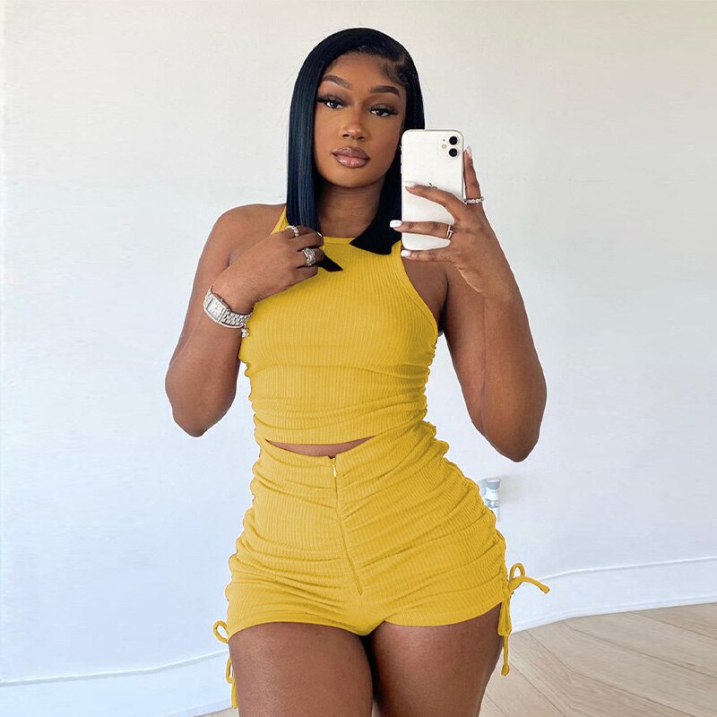 Rib Shorts 2 Piece Set