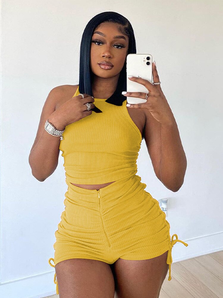 Rib Shorts 2 Piece Set
