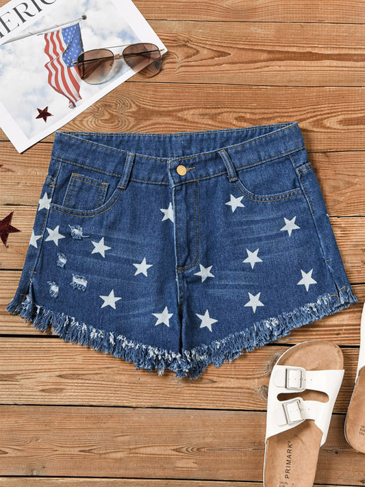 Star Tassel  Denim Shorts
