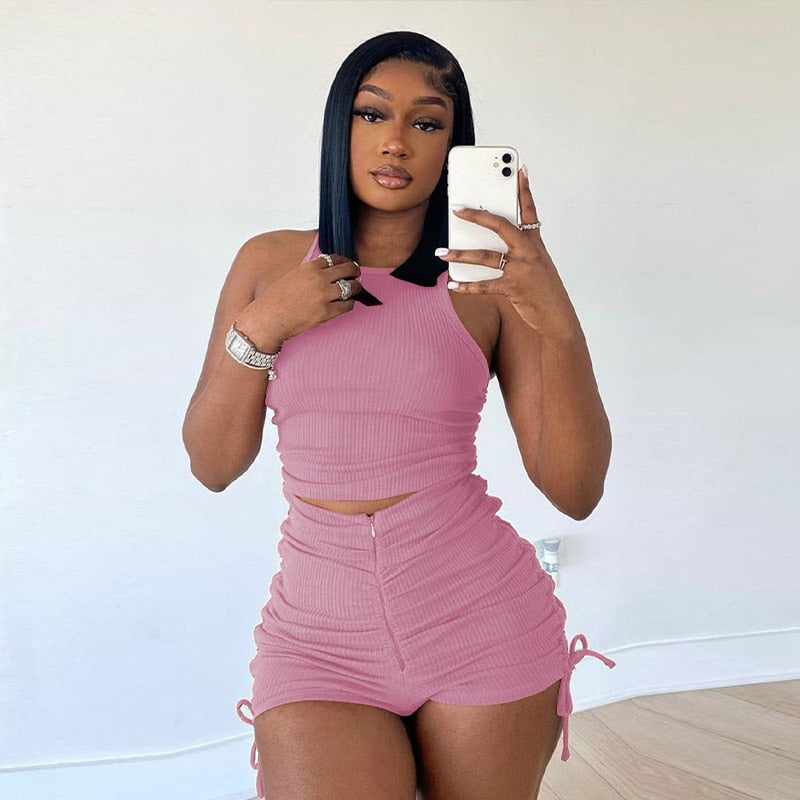 Rib Shorts 2 Piece Set
