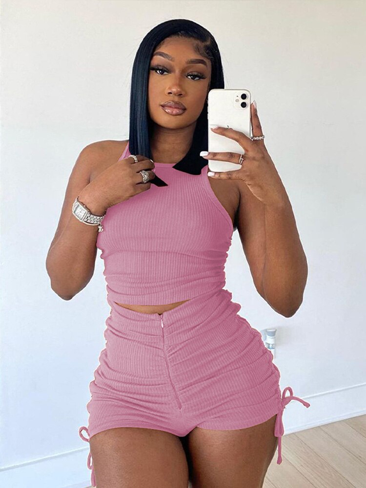 Rib Shorts 2 Piece Set